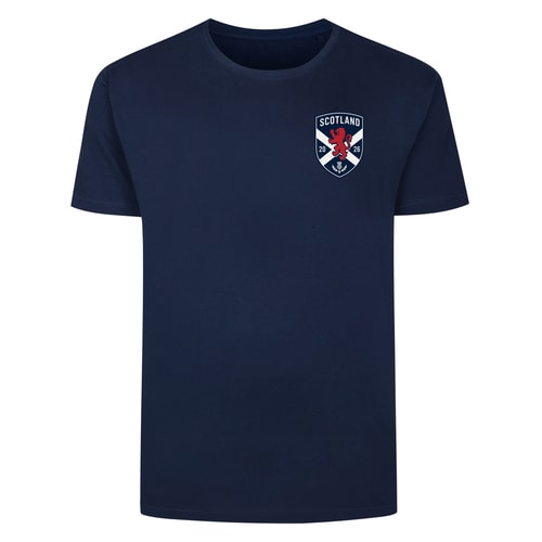 Bigdude Scotland Football Print T-Shirt Navy